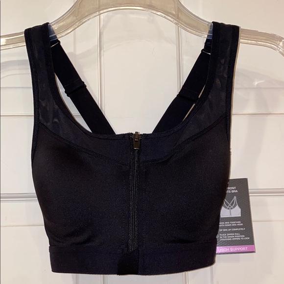 XS Avia Front Close A B C Cup Black Sport Bra Zipper Front Mesh High Support NWT - Picture 1 of 14